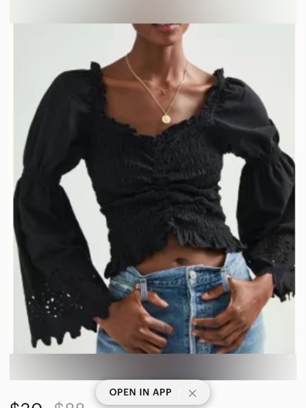 NWOT Forever That Girl for Anthropologie Black Eyelet Top.